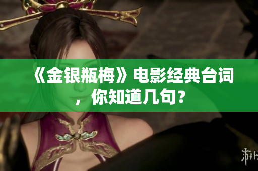 《金银瓶梅》电影经典台词，你知道几句？