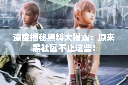 深度揭秘黑料大揭露：原来黑社区不止这些！