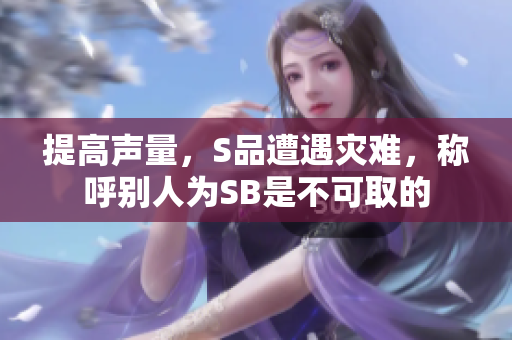 提高声量，S品遭遇灾难，称呼别人为SB是不可取的